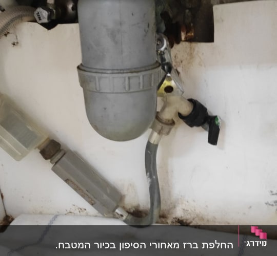 החלפת ברז מאחורי הסיפון בכיור המטבח.